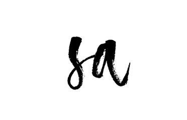 SA S A alphabet letter logo icon combination. Grunge handwritten vintage design. Black white color for business and company