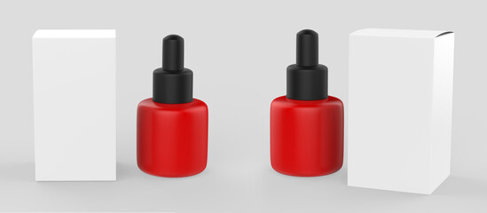 Editable  dropper bottle and cap. Contains accurate mesh to wrap your design with envelope distortion. 3d illustration