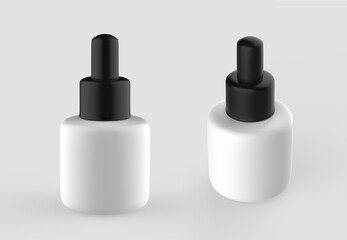 Editable  dropper bottle and cap. Contains accurate mesh to wrap your design with envelope distortion. 3d illustration