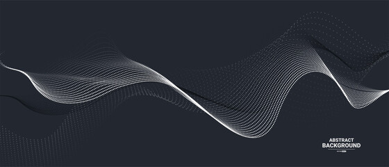 Dark abstract background with flowing particles. Digital future technology concept. vector illustration.