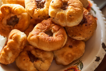 Homemade Meat pies. The traditional Kazakh, Tatar and Bashkir food - belyashi.