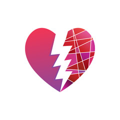 Broken Heart Digital Illustration, Logo, Vector