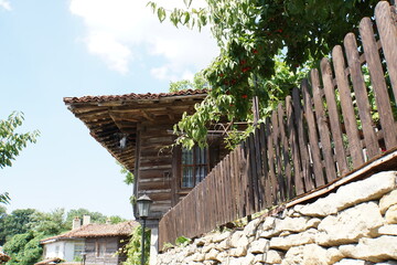 Detail of old wooden Bulgarian revival traditional house in the village of Zheravna, Stara Planina,...