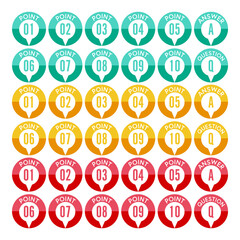 カラフルな数字アイコンセット/ポイントやQ&A