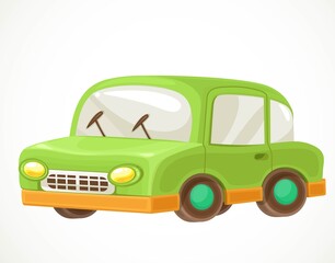 Toy for toddlers green passenger retro car object isolated on white background
