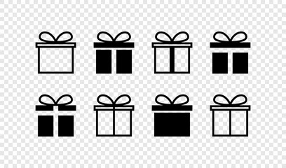 Gift box. Gift box with ribbon. Christmas gifts vector icons, isolated. Template surprise in web design. Vector illustration