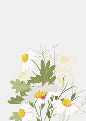 Floral Clean Template with bouquets of flowers without text. Vector illustration