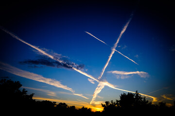 cross in the sky at sunset