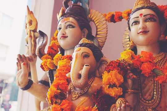 Hindu God Ganesh with Shiva and Parvati.