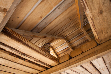 wood or wooden beams in a new house construction