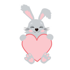 Cute Little Easter Bunny Vector Illustration on White Background