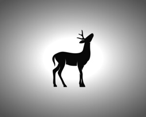 Deer Silhouette on White Background. Isolated Vector Animal Template for Logo Company, Icon, Symbol etc