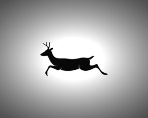Deer Silhouette on White Background. Isolated Vector Animal Template for Logo Company, Icon, Symbol etc