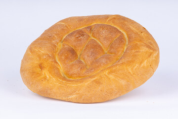 fresh round tortilla on a white background