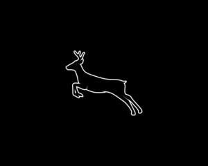 Deer Silhouette on Black Background. Isolated Vector Animal Template for Logo Company, Icon, Symbol etc