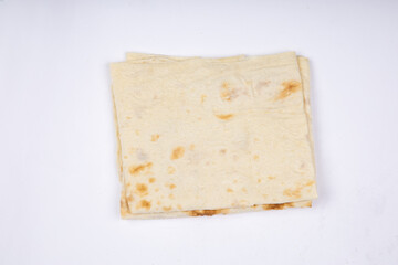 fresh Armenian pita on a white background