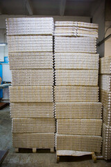 cardboard packaging for chicken eggs Agribusiness, food production, organic agriculture, poultry farming, poultry farm  photos with a small depth of field