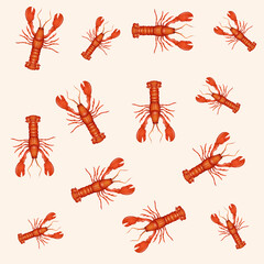 illustration of lobsters background