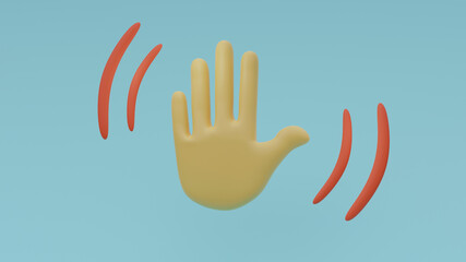 Fototapeta premium Emoji hand on the blue background. Hello frend. Positive meet illustration 3d