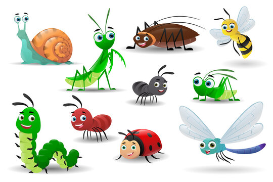 Collection of cartoon cute insects