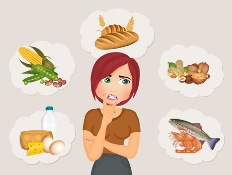 Illustration Of Food Intolerance And Food Allergies