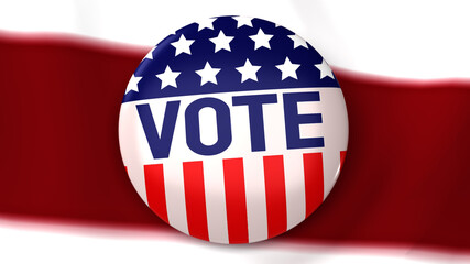 American vote badge on flag for social content 3d rendering