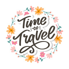 Calligraphic Writing lettering Time to Travel vector illustration