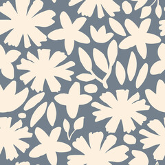 Monochrome seamless flowers shape pattern