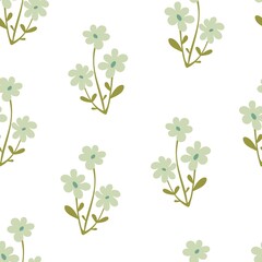 Obraz premium seamless pattern with cartoon flowers. colorful vector, hand drawing. design for fabric, print, textile, wrapper