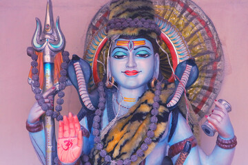 Sculpture of Lord Shiva in India, Rishikesh.