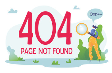 Concept 404 Error Page or file not found for web page. Vector Illustration.