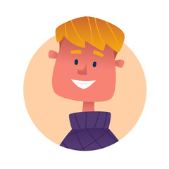 Blond boy smiling. Vector illustration.