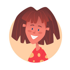 Teenage thin girl with brunette hairstyle. Vector illustration
