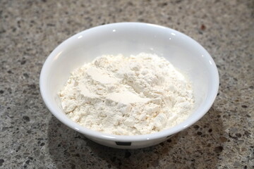 Bowl of white baking flour