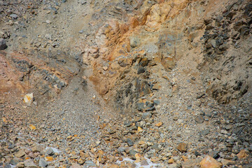 Quarry extraction of silicon. Minerals. Stone texture