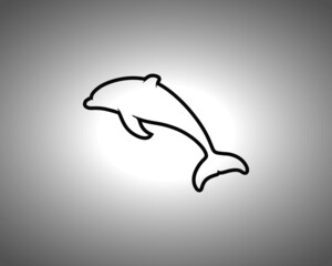 Dolphin Silhouette on White Background. Isolated Vector Animal Template for Logo Company, Icon, Symbol etc