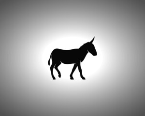 Donkey Silhouette on White Background. Isolated Vector Animal Template for Logo Company, Icon, Symbol etc