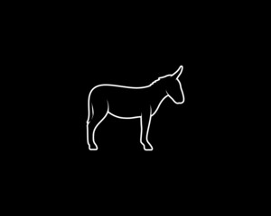 Donkey Silhouette on White Background. Isolated Vector Animal Template for Logo Company, Icon, Symbol etc