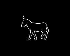 Donkey Silhouette on White Background. Isolated Vector Animal Template for Logo Company, Icon, Symbol etc