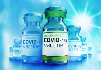 Vaccine vials.
covid-19 coronavirus vaccine bottles vaccination. 3d rendering of vaccine vials.
Healthcare and Medical concept.