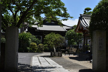 The front garden of the temple Syousei in Tokyo Japan