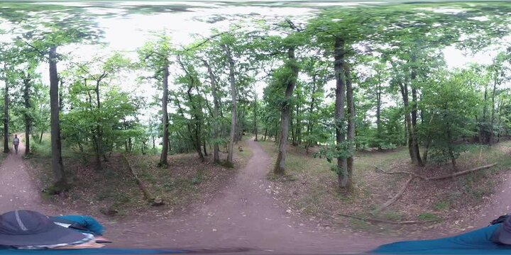 360VR, Ehepaar wandert auf dem Calmont-H&ouml;henweg durch einen Laubwald
Aktive Senioren unterwegs beim Weinort Ediger-Eller an der Mosel
