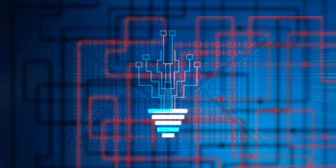 2d illustration Abstract futuristic electronic circuit technology background
