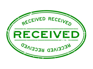 Grunge green received word oval rubber seal stamp on white background