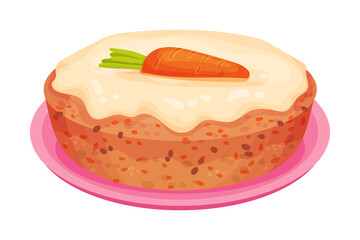Sweet Homemade Carrot Pie with Crust Made of Shortcrust Pastry Vector Illustration
