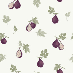 Vector seamless pattern with figs. Trendy hand drawn textures. Modern abstract design
