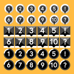 数字アイコンモノクロ／フラットデザイン