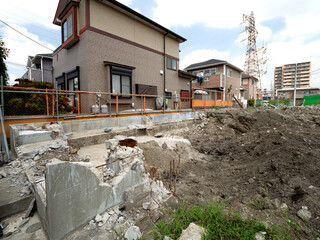 住宅街の再開発工事
