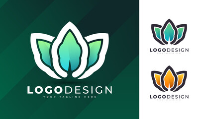Colorful gradient Healthy leaf  logo design vector template for your company business