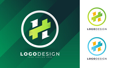 Colorful gradient initial H letter logo design vector template for your company business